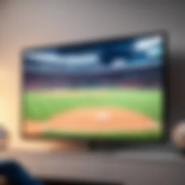 A person watching a baseball game on their television