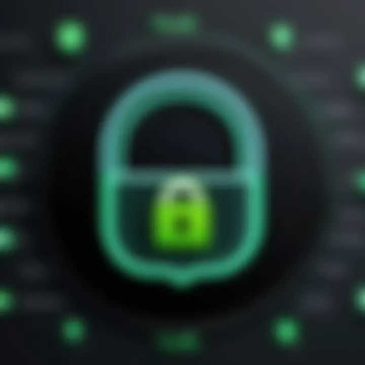 Illustration showcasing the importance of account security with a lock symbol and streaming icons.