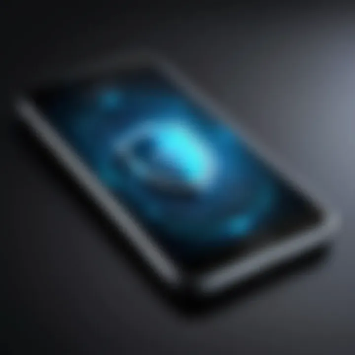 Graphic illustration of a phone with a security shield