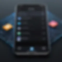 Illustration of an iPhone displaying security app features