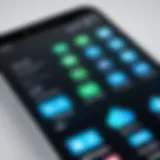 Close-up of a smartphone with digital security icons