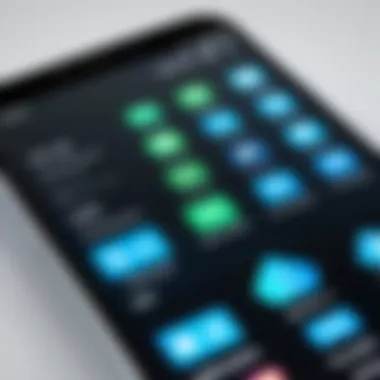 Close-up of a smartphone with digital security icons