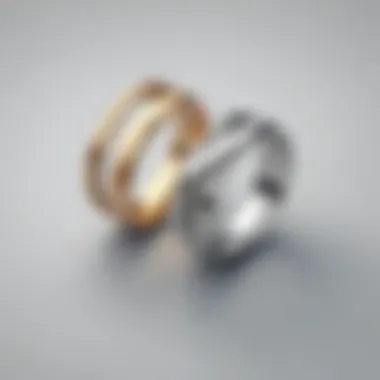 A close-up of wedding rings intertwined