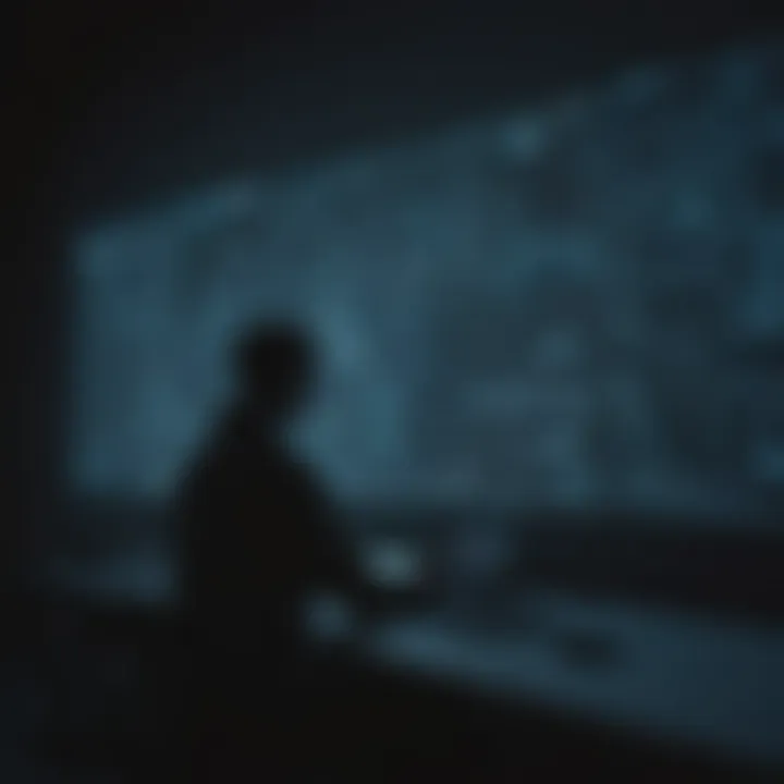 Hacker Silhouette Behind Screen