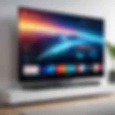 Futuristic Smart TV with Enhanced Security Futuristic smart TV concept with enhanced security features