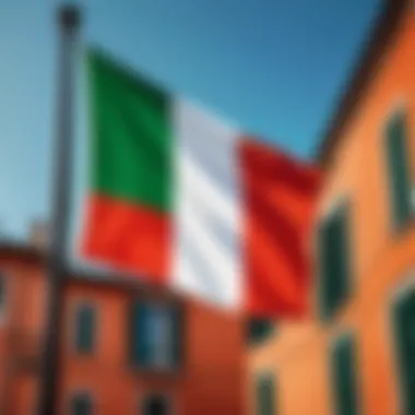 Italian Flag Fluttering on a Sunny Day