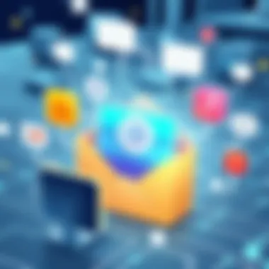 A digital illustration representing the connection between email and social media.