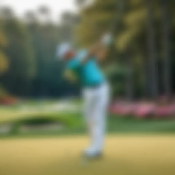 Professional golfer teeing off at the Masters