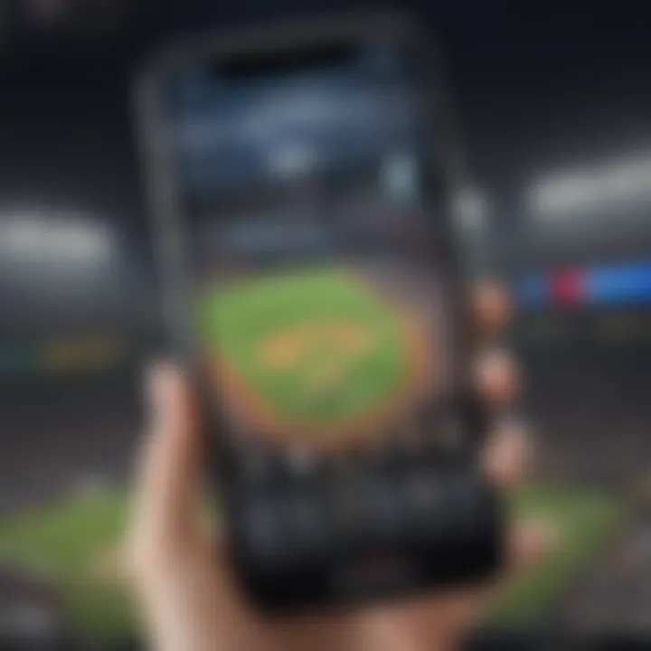 MLB game on iPhone screen with vibrant graphics