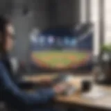 Person enjoying MLB game on laptop