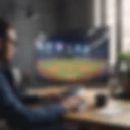 Person enjoying MLB game on laptop