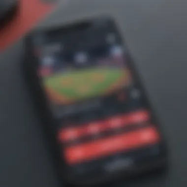 Mobile phone with Braves game app open