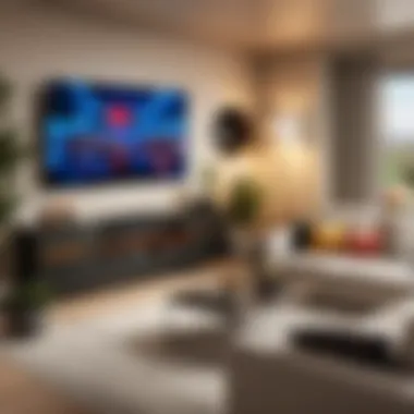 A modern living room setup designed for streaming shows live.