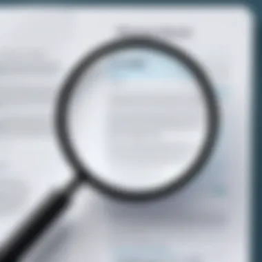 An illustration of a magnifying glass over a document symbolizing data privacy.