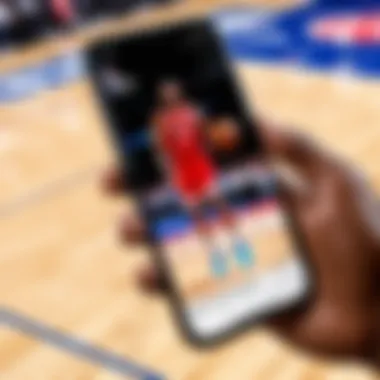 Mobile phone displaying NBA game streaming platform