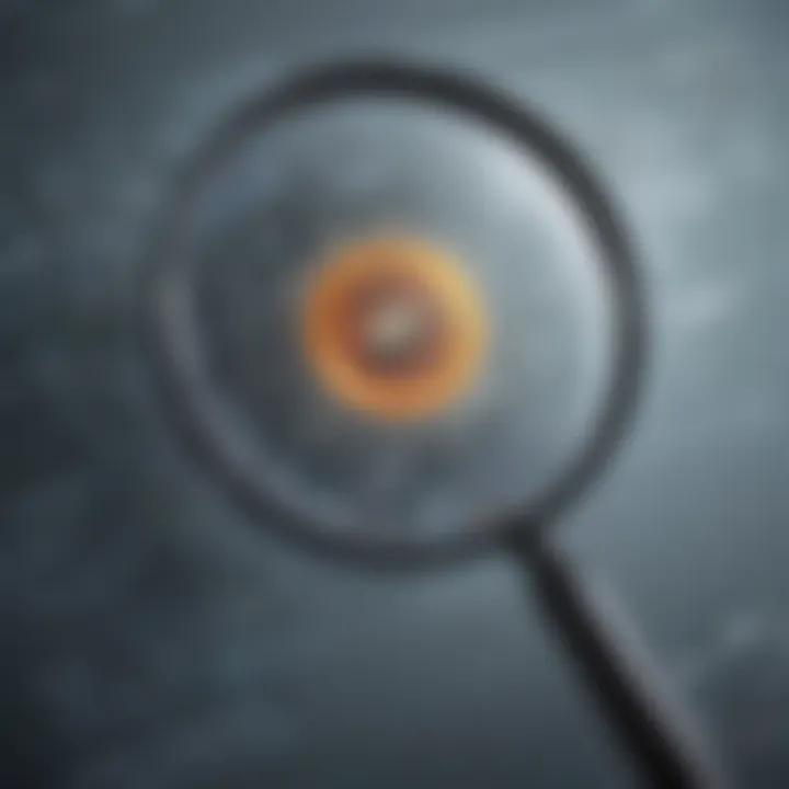 A magnifying glass highlighting features