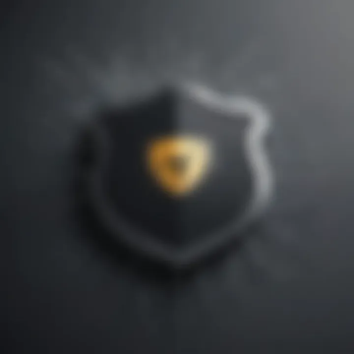Illustration showcasing cybersecurity shield with cracks