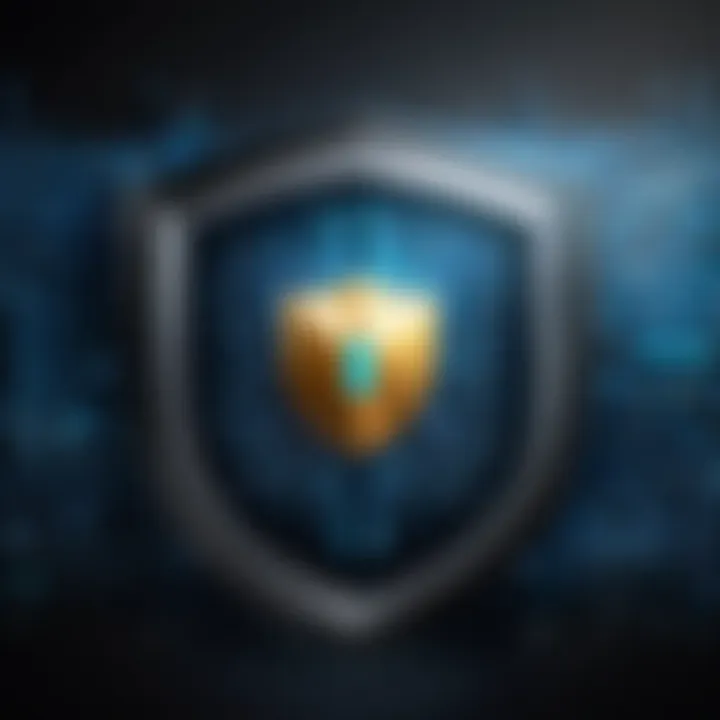 A digital shield representing online security.