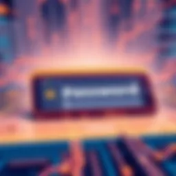 Illustration of a digital wallet interface showcasing password entries.