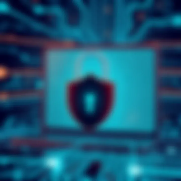 Symbolizing Online Security A concept image representing online security with a padlock and a digital screen.