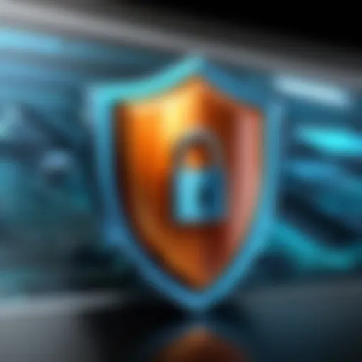 Shield with lock icon representing PC antivirus protection