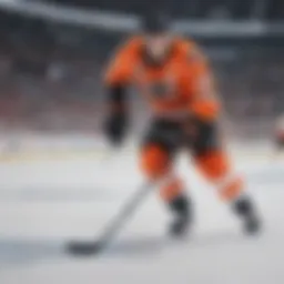 Professional hockey player in action