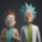 Artistic Illustration of Rick and Morty Characters