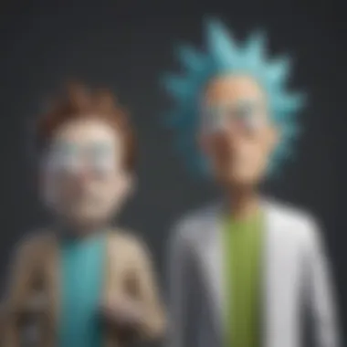 Artistic Illustration of Rick and Morty Characters