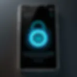 A sleek smartphone with a digital lock screen displayed