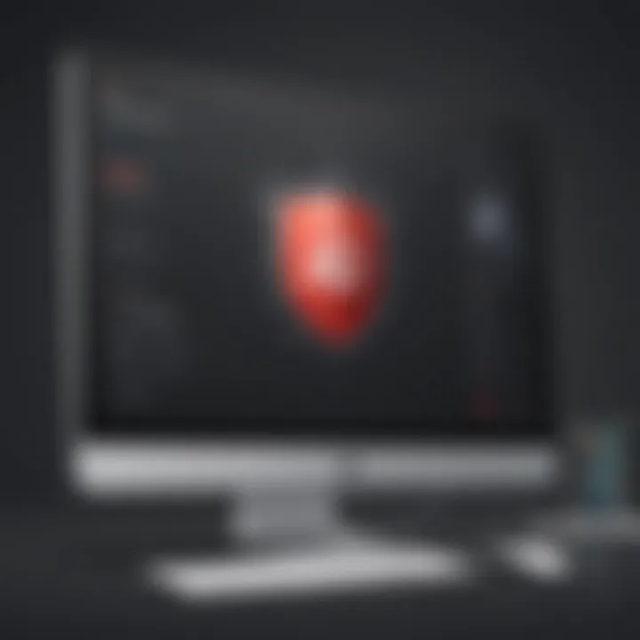 A creative illustration of a shield blocking ads on a computer screen