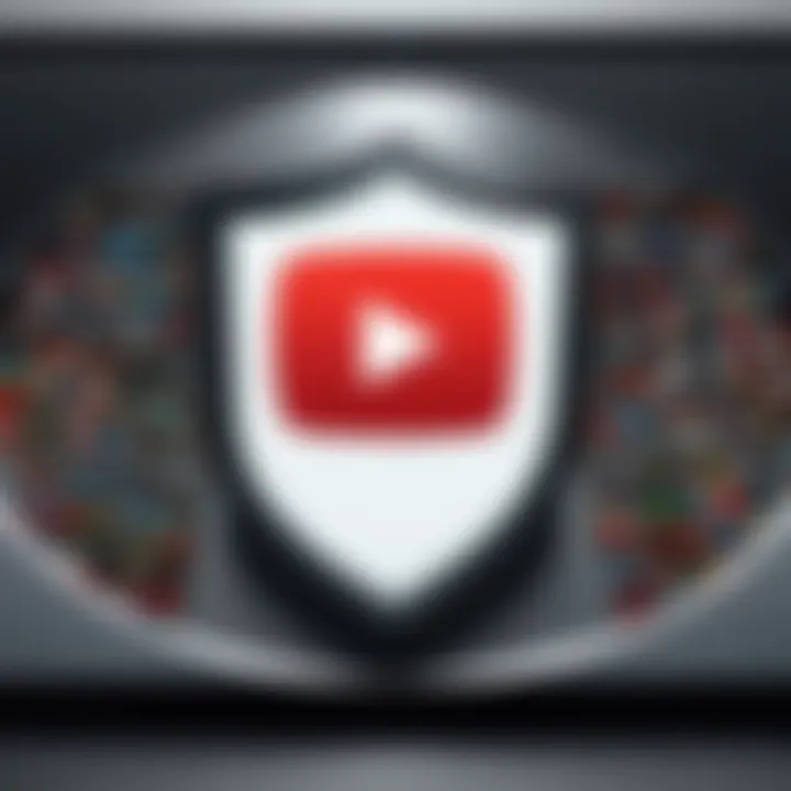 Illustration depicting a shield blocking YouTube video ads