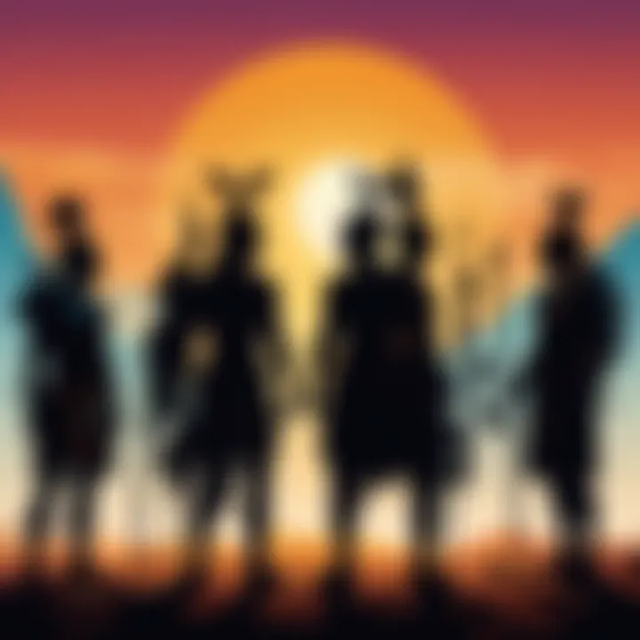 Silhouettes of contestants facing challenges in a tribal immunity competition