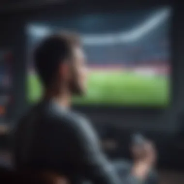 Soccer fan enjoying a match on a big screen