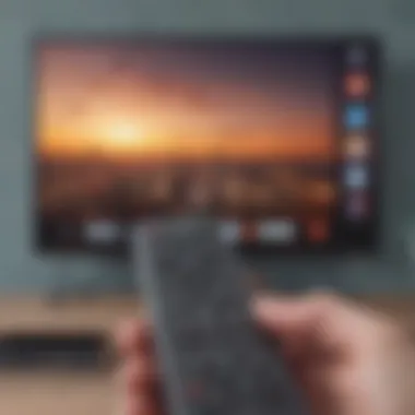 Remote control pointing at TV screen with South Central episode