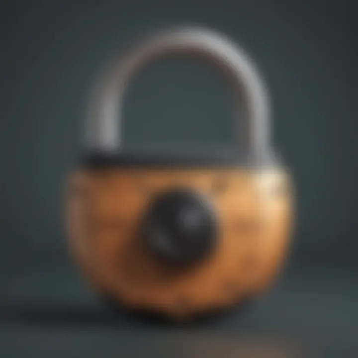 Digital encryption padlock symbolizing cybersecurity protection