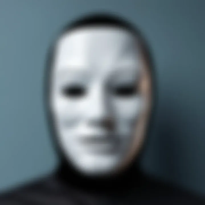 A digital mask representing anonymity in the online world