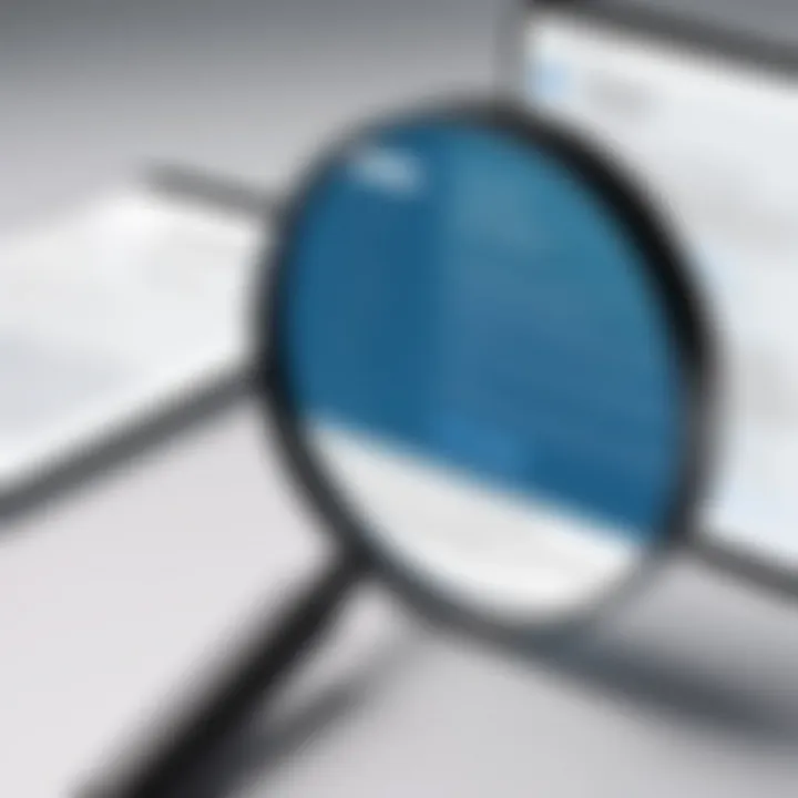 A digital magnifying glass over various online platforms