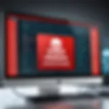 Icon representing ransomware alert on a computer screen