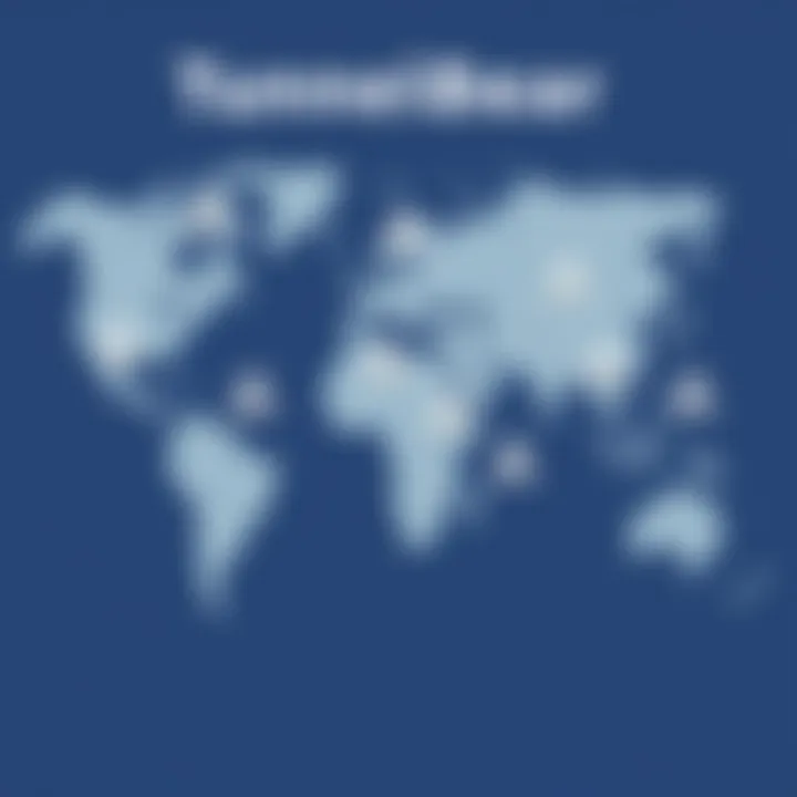 Map indicating TunnelBear server locations worldwide