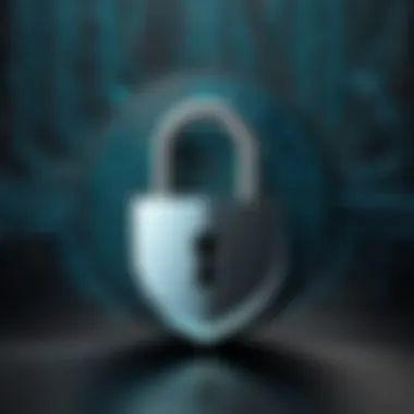 Digital Security and Password Management An abstract representation of digital security featuring a lock symbol and binary code.