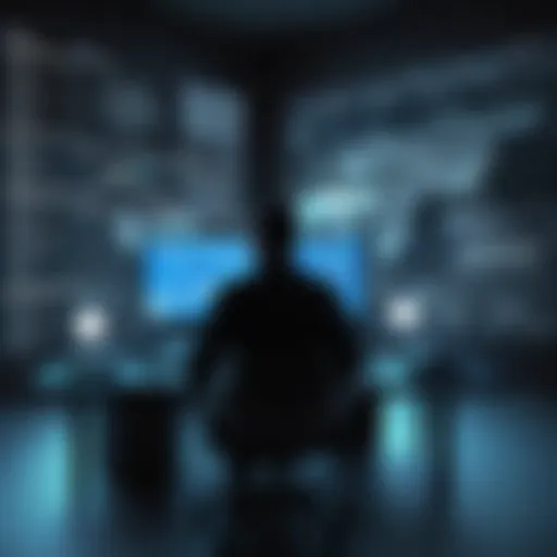 A digital landscape representing the dark web