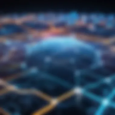 VPN Connections in a Digital Landscape Illustration showing the concept of VPN connections in a digital landscape