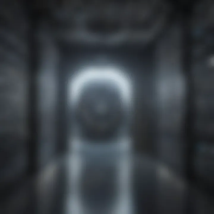 Digital Archives Concept with Glowing Vault