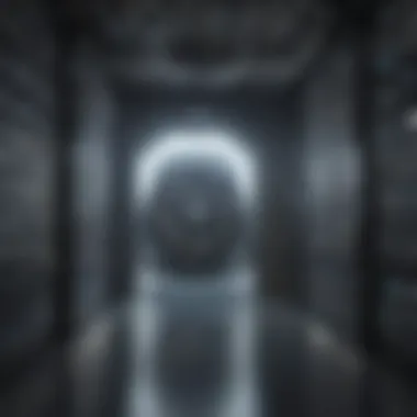Digital Archives Concept with Glowing Vault Digital Archives Concept with Glowing Vault