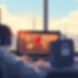 Traveling with a laptop and VPN interface on screen