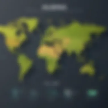Illustration showcasing VPN connection across global map
