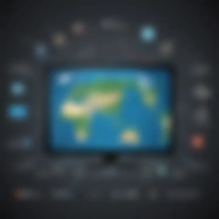 Conceptual artwork showcasing the global reach of VPNs in TV viewing