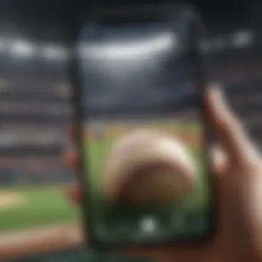 Close-up of baseball game on phone screen