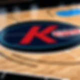 Basketball court with illuminated NBA logo