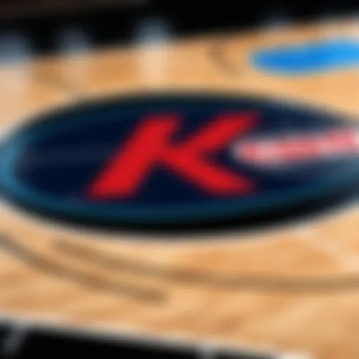 Basketball court with illuminated NBA logo